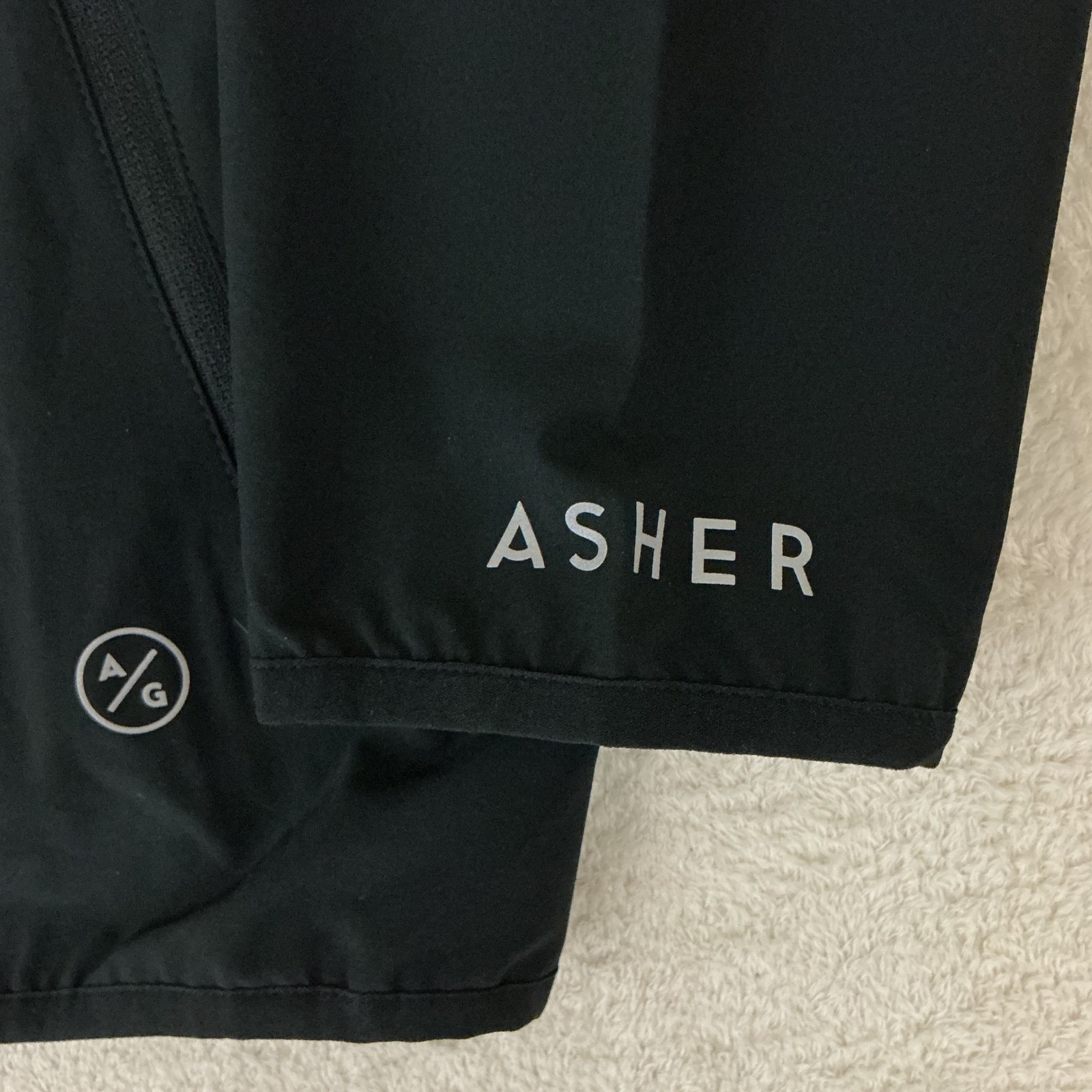 Asher Golf Windbreaker Jacket Mens Size Medium Black Hooded Full Zip Activewear — image 7 of 8